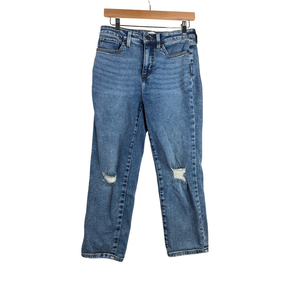 Lauren Conrad LC High Rise Distressed Straight Leg Jeans size 4Short Medium Blue